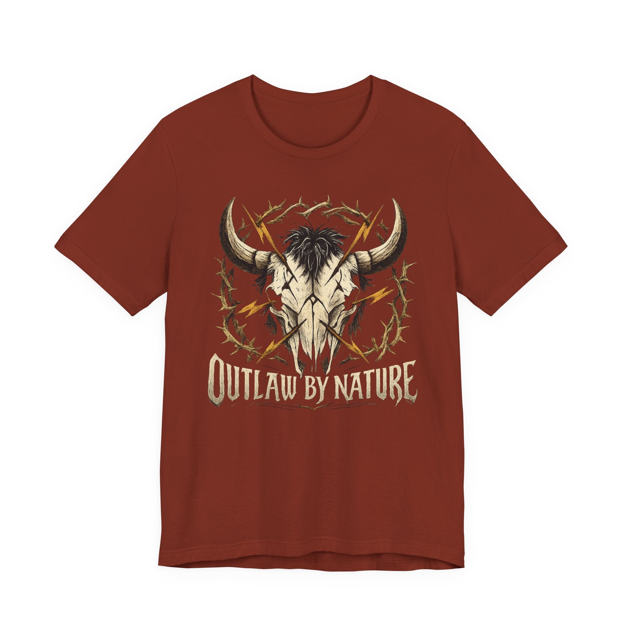 Outlaw By Nature Western Bull Skull T‑Shirt