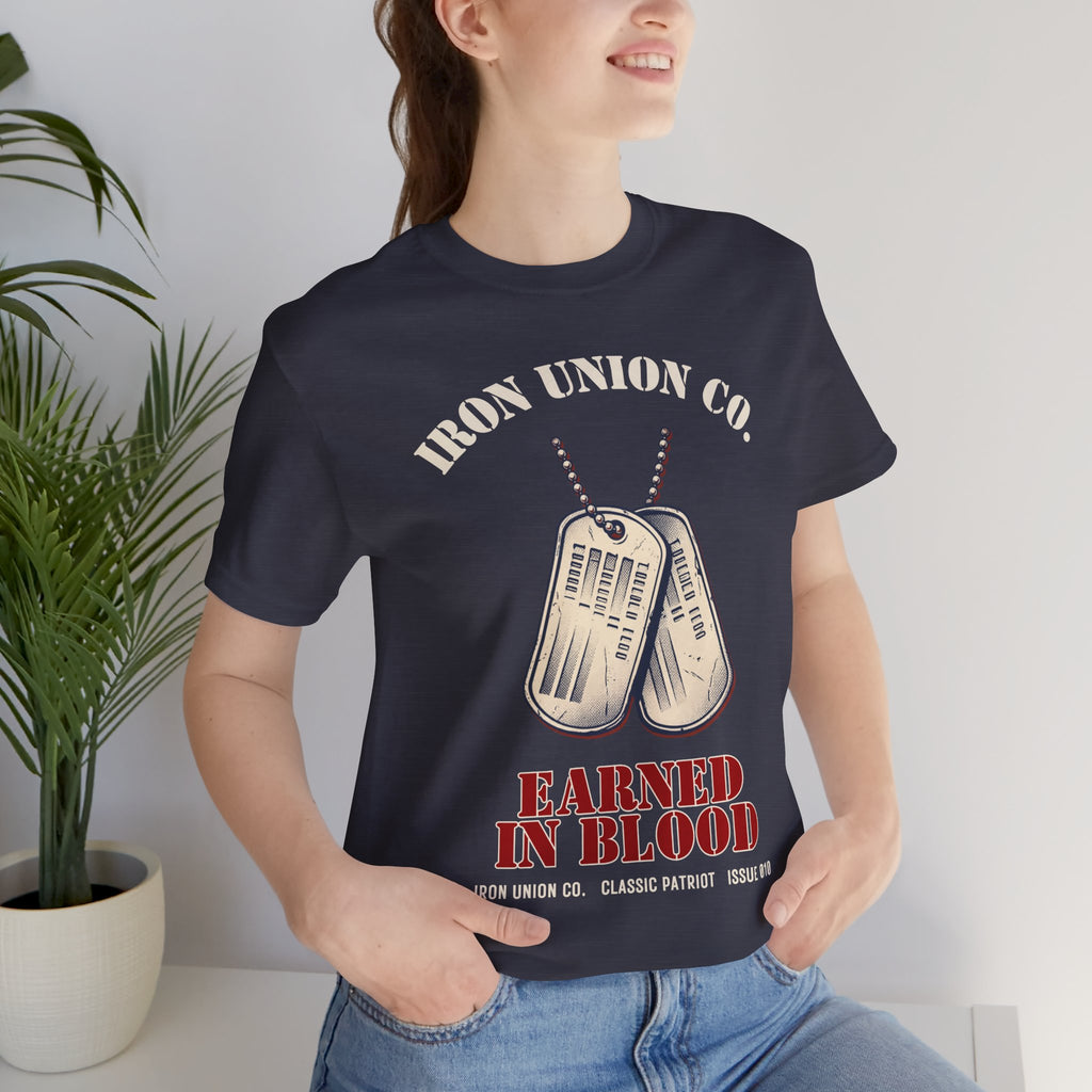 Earned in Blood Military Dog Tag Tee