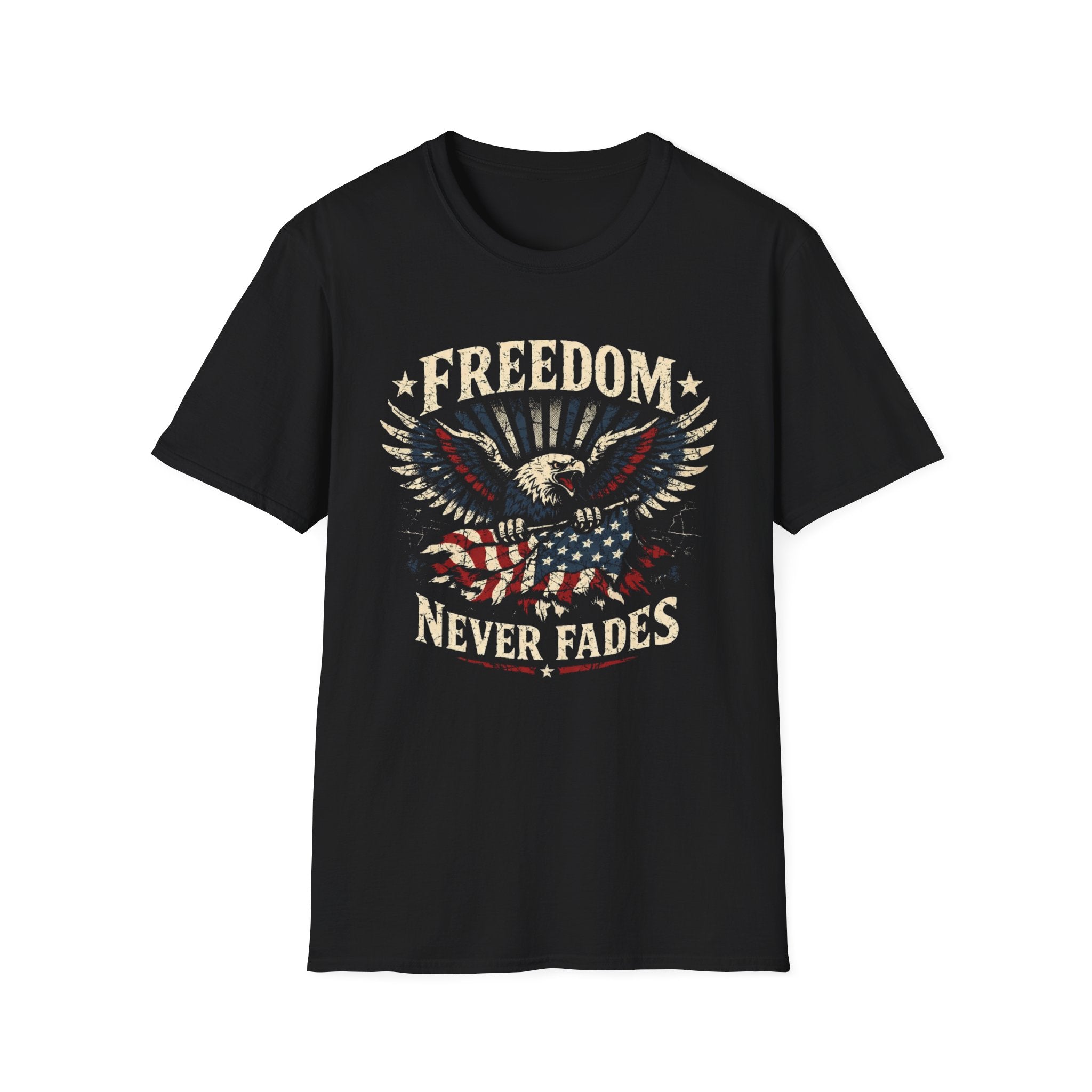Freedom Never Fades Eagle Holding Flag T-Shirt