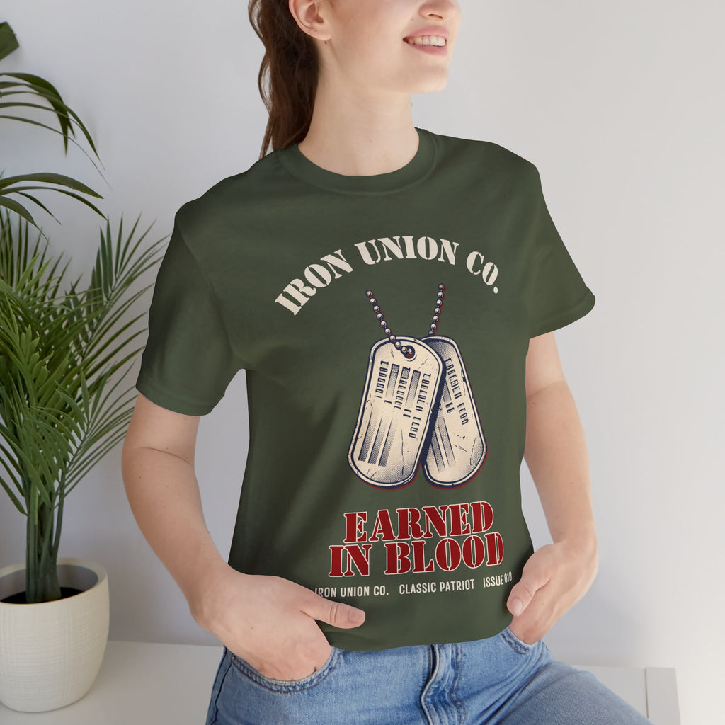 Earned in Blood Military Dog Tag Tee