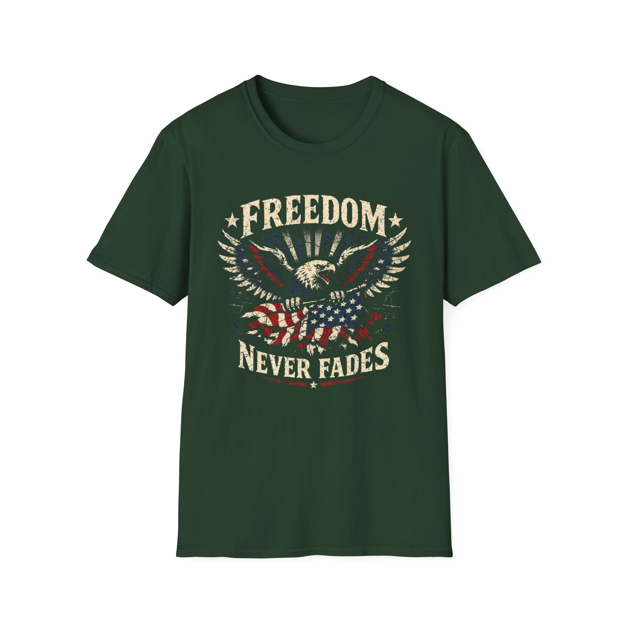 Freedom Never Fades Eagle Holding Flag T-Shirt