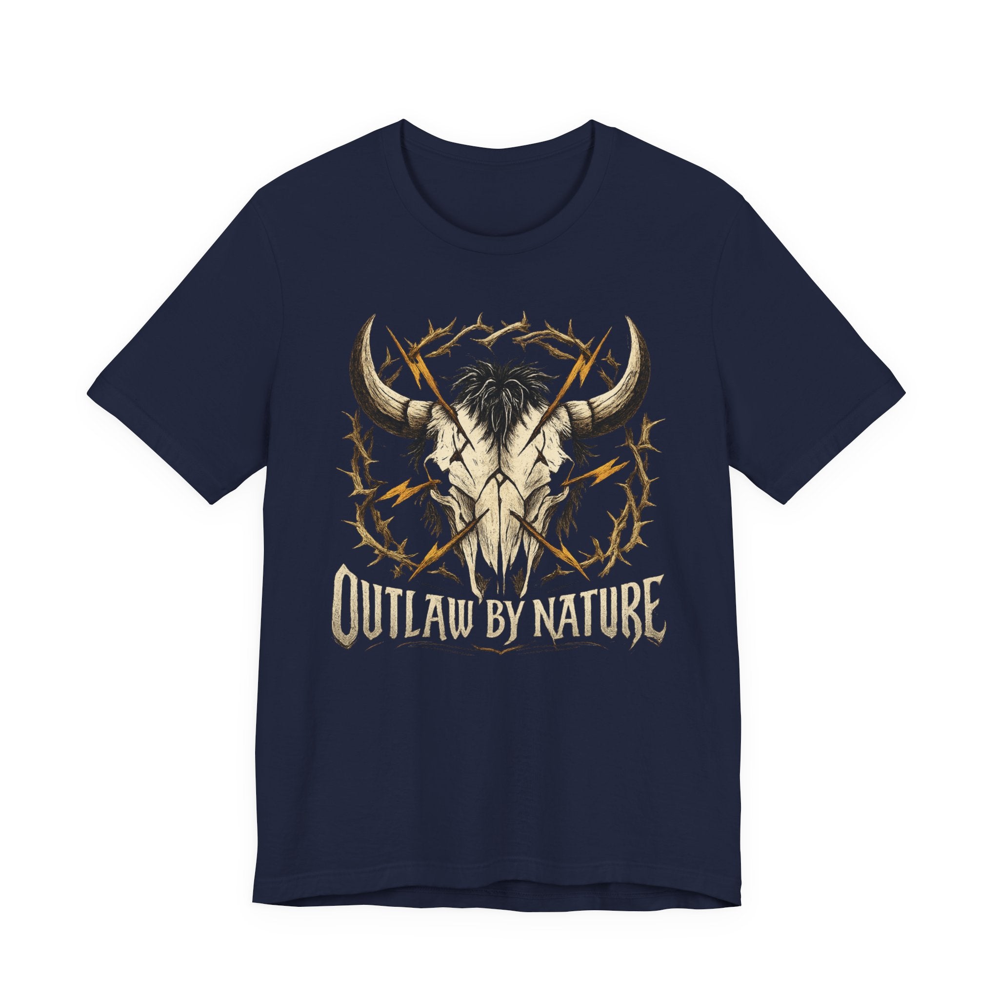 Outlaw By Nature Western Bull Skull T‑Shirt