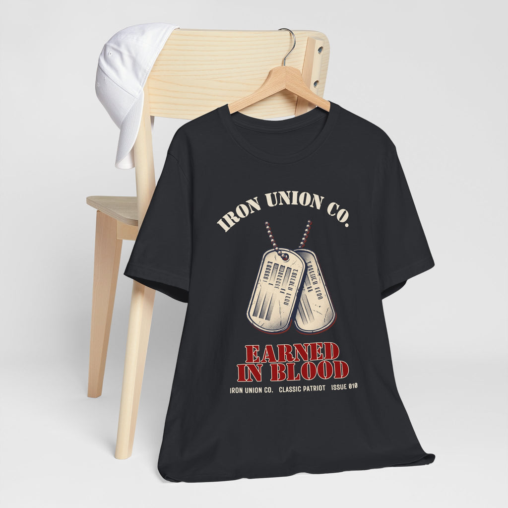 Earned in Blood Military Dog Tag Tee