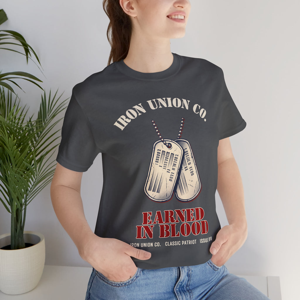 Earned in Blood Military Dog Tag Tee
