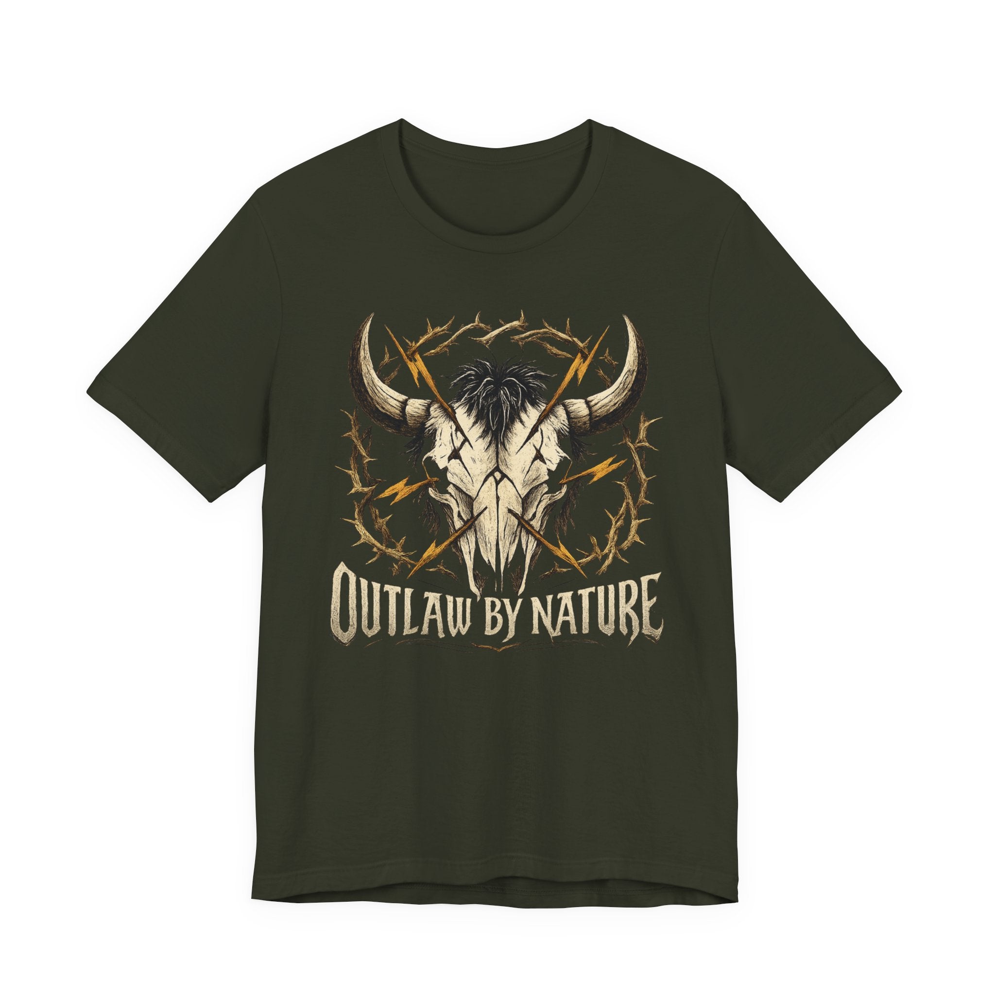 Outlaw By Nature Western Bull Skull T‑Shirt