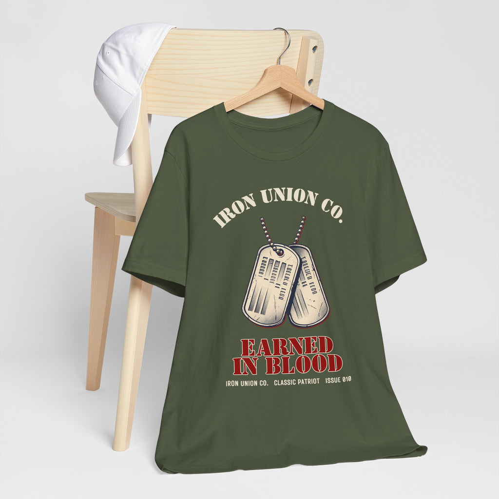 Earned in Blood Military Dog Tag Tee