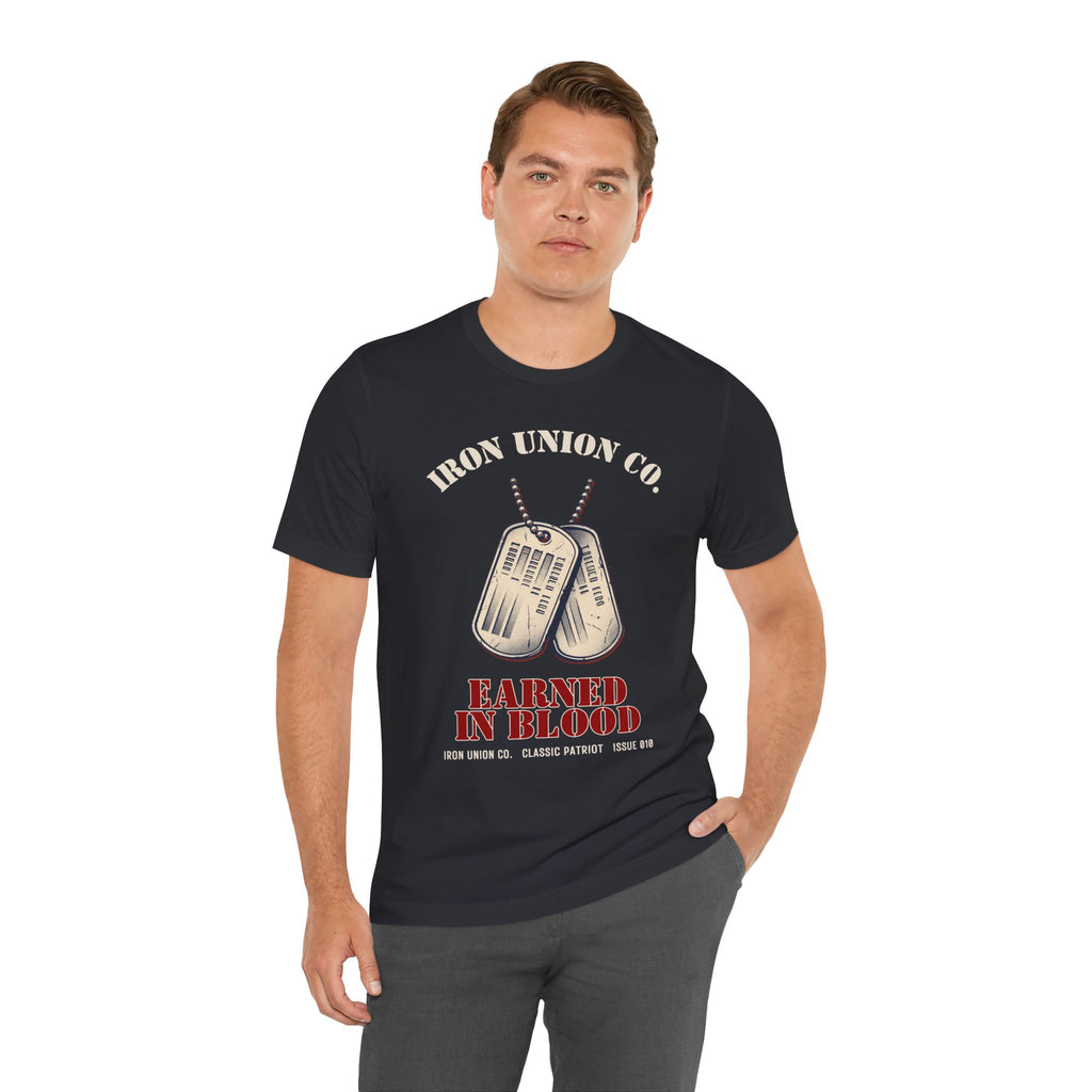 Earned in Blood Military Dog Tag Tee